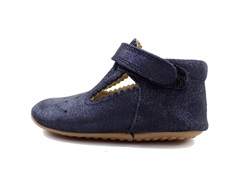 Pom Pom ballerina slippers blue glitter suede
